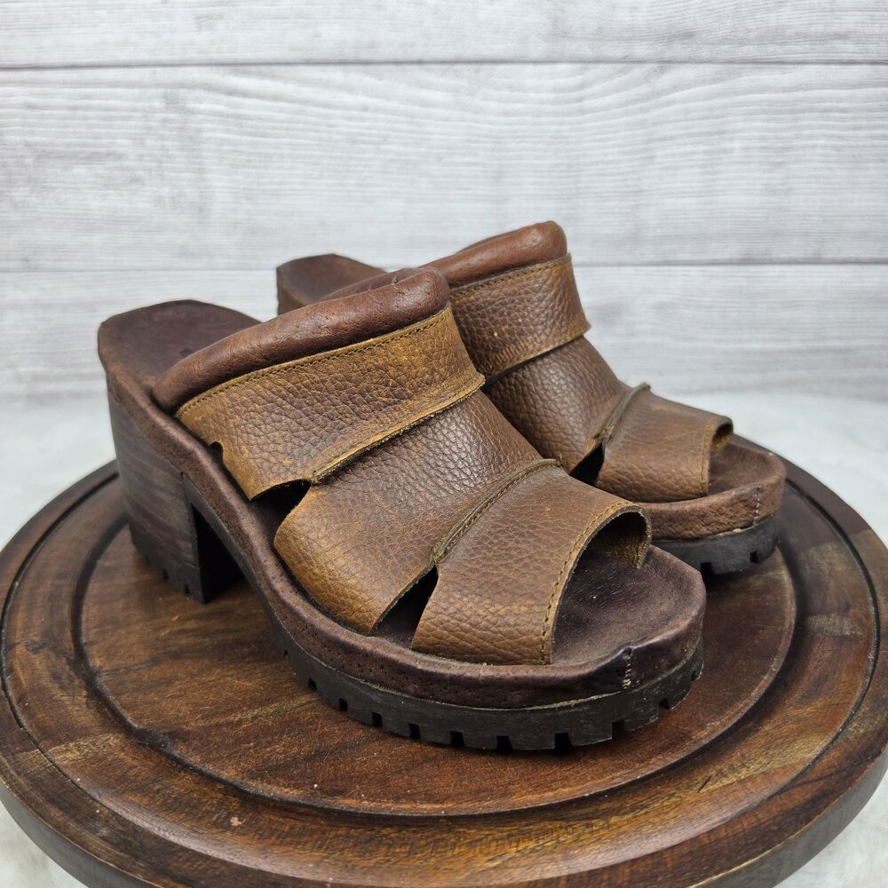 Vintage Zodiac Y2K Brown Leather Chunky Platform Sandals Women’s Sz 5 Grunge